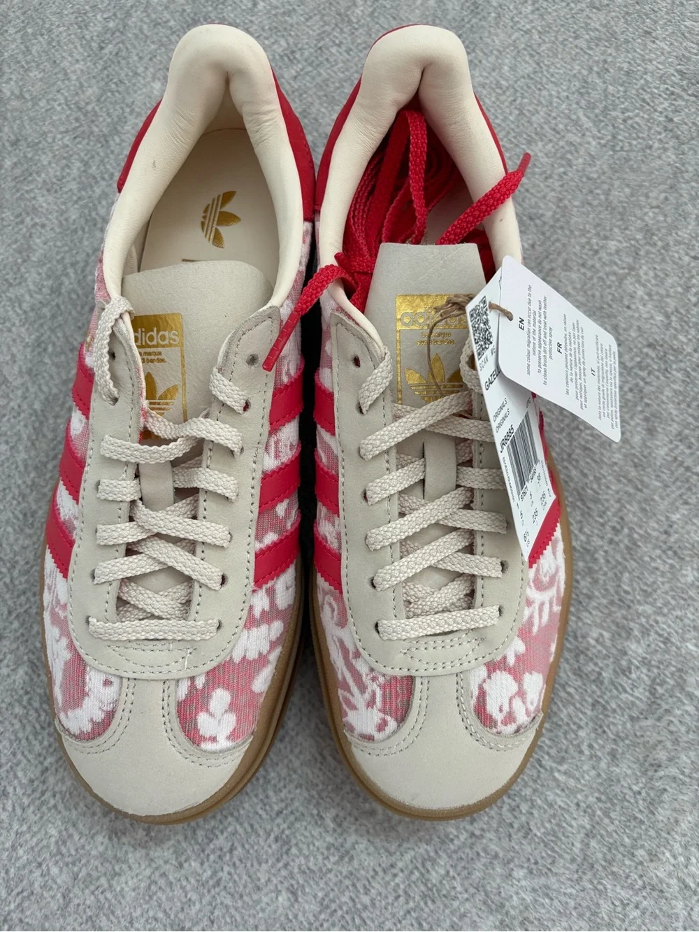 adidas Originals Pink and Cream Floral Athletic Sneakers - Picture 1 of 4